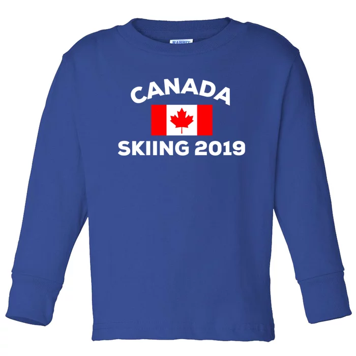 Canada Family Flag Skiing Winter 2019 Vacation Ski Trip Gift Toddler Long Sleeve Shirt