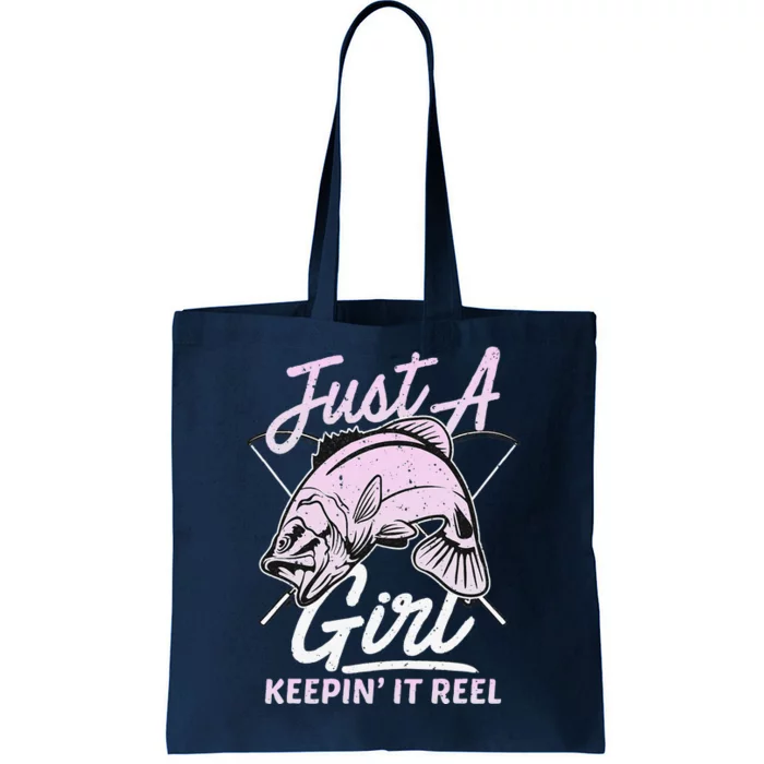 Cute Fishing Funny Keeping It Reel Womens Purple Pink Tote Bag