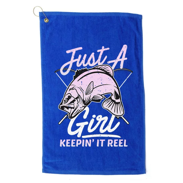 Cute Fishing Funny Keeping It Reel Womens Purple Pink Platinum Collection Golf Towel