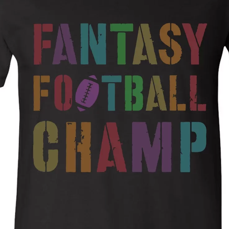 Cute Fantasy Football Champ Legend Husband Dad King Drafting V-Neck T-Shirt