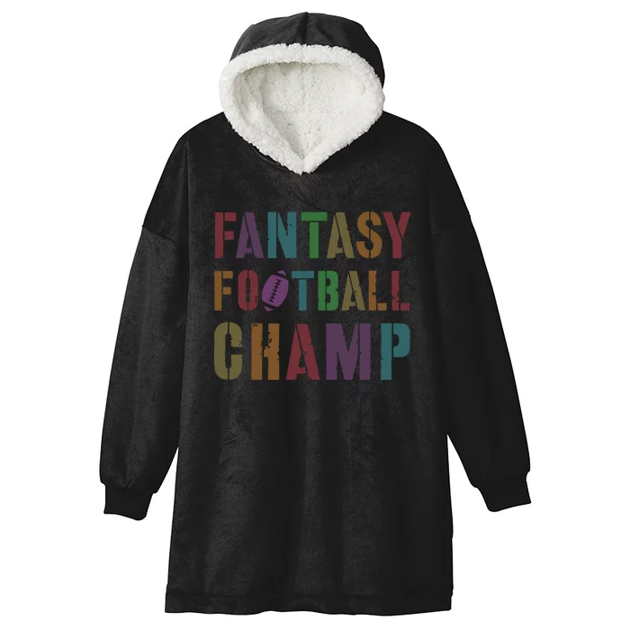 Cute Fantasy Football Champ Legend Husband Dad King Drafting Hooded Wearable Blanket