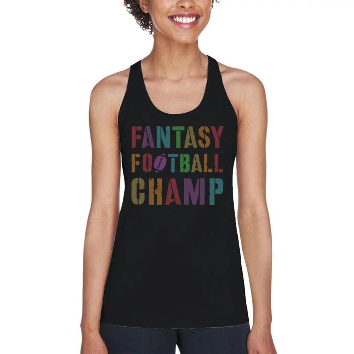 Cute Fantasy Football Champ Legend Husband Dad King Drafting Women's Racerback Tank