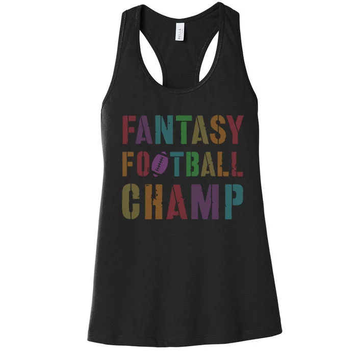 Cute Fantasy Football Champ Legend Husband Dad King Drafting Women's Racerback Tank