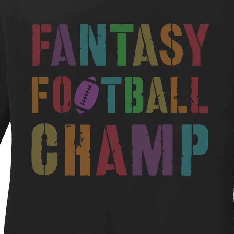 Cute Fantasy Football Champ Legend Husband Dad King Drafting Ladies Long Sleeve Shirt