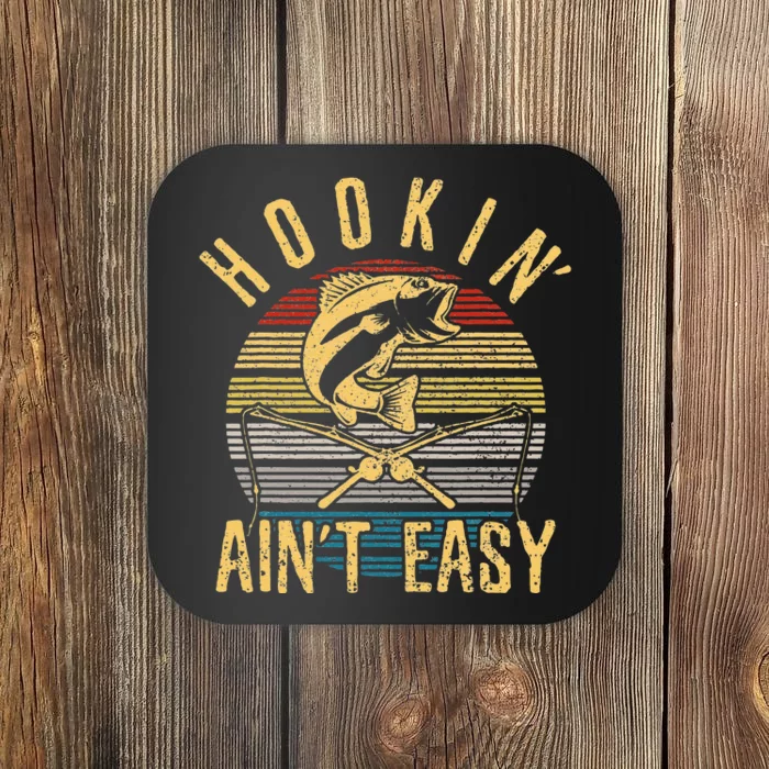 Cute Funny Fishing Vintage Hookin Aint Easy Fisherman Gift Coaster