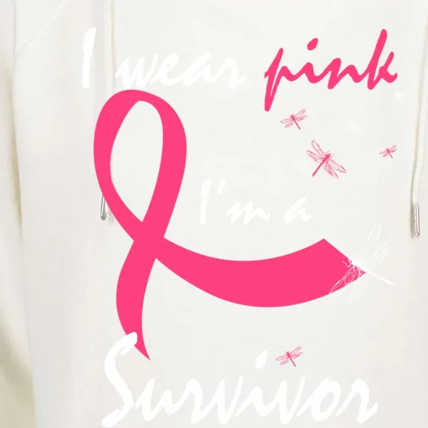 Cancer Free Funny Gift I Wear Pink Breast Cancer Survivor Funny Gift Womens Funnel Neck Pullover Hood