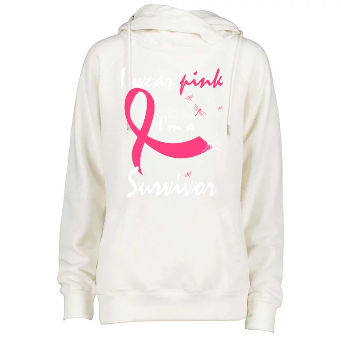 Cancer Free Funny Gift I Wear Pink Breast Cancer Survivor Funny Gift Womens Funnel Neck Pullover Hood