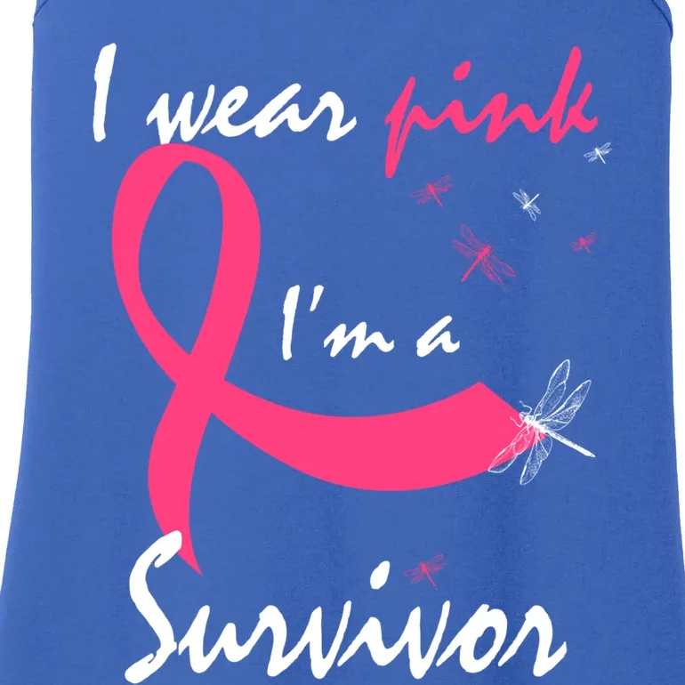 Cancer Free Funny Gift I Wear Pink Breast Cancer Survivor Funny Gift Ladies Essential Tank