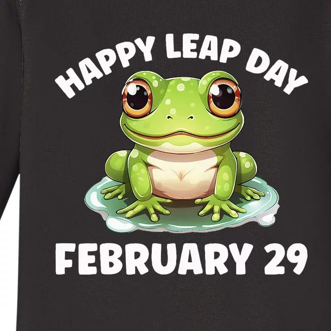 Cute Frog February 29th Leap Day 2024 Baby Long Sleeve Bodysuit