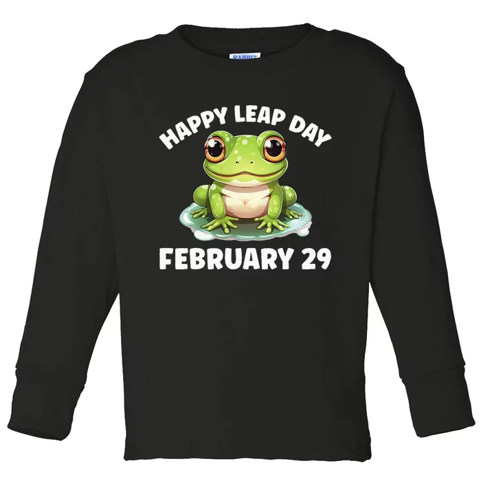 Cute Frog February 29th Leap Day 2024 Toddler Long Sleeve Shirt