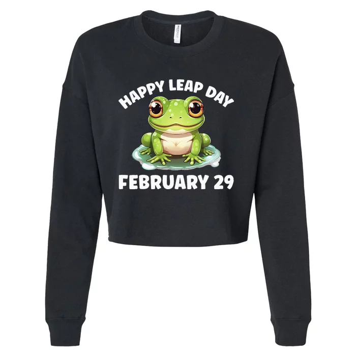 Cute Frog February 29th Leap Day 2024 Cropped Pullover Crew