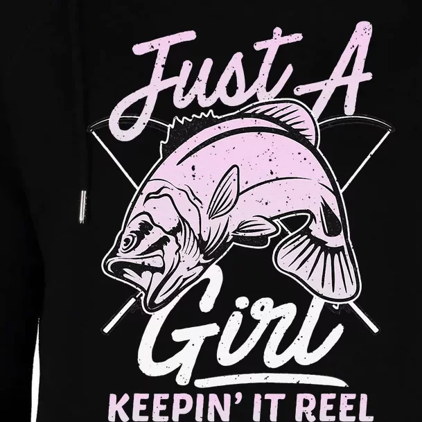 cute fishing funny keeping it reel wo purple pink Womens Funnel Neck Pullover Hood