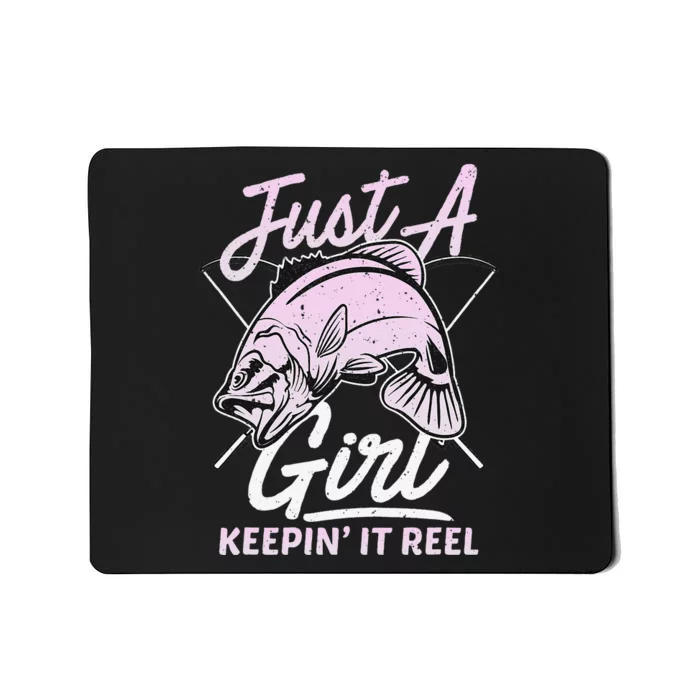 cute fishing funny keeping it reel wo purple pink Mousepad