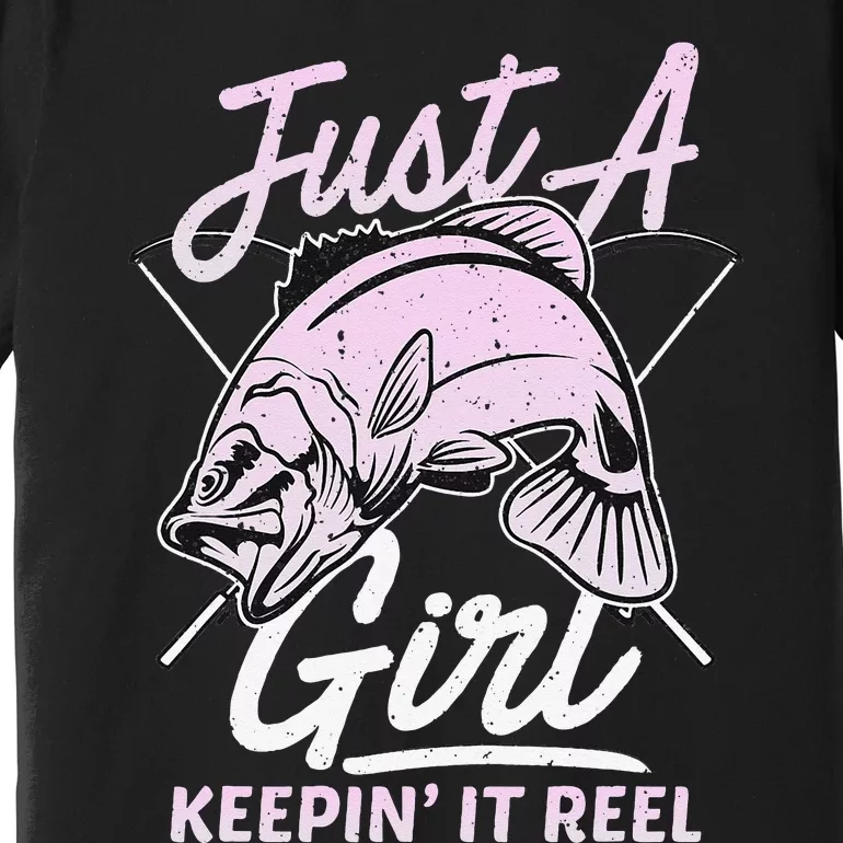 cute fishing funny keeping it reel wo purple pink Premium T-Shirt