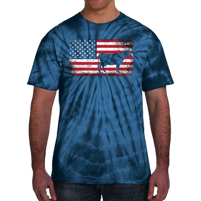 Cow Farm Farmer 4th Of July American Flag Patriotic USA Tie-Dye T-Shirt