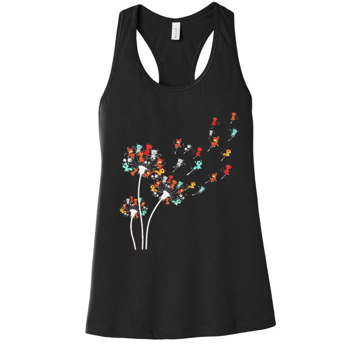 Cats Flower Fly Dandelion Women's Racerback Tank