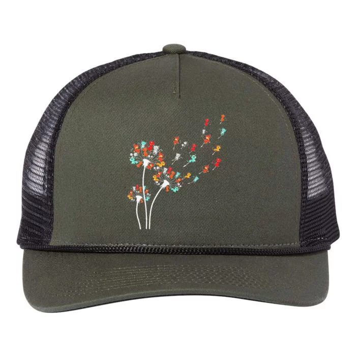 Cats Flower Fly Dandelion Retro Rope Trucker Hat Cap