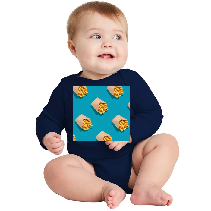 Cute Funny French Fry Fries Pastern Baby Long Sleeve Bodysuit