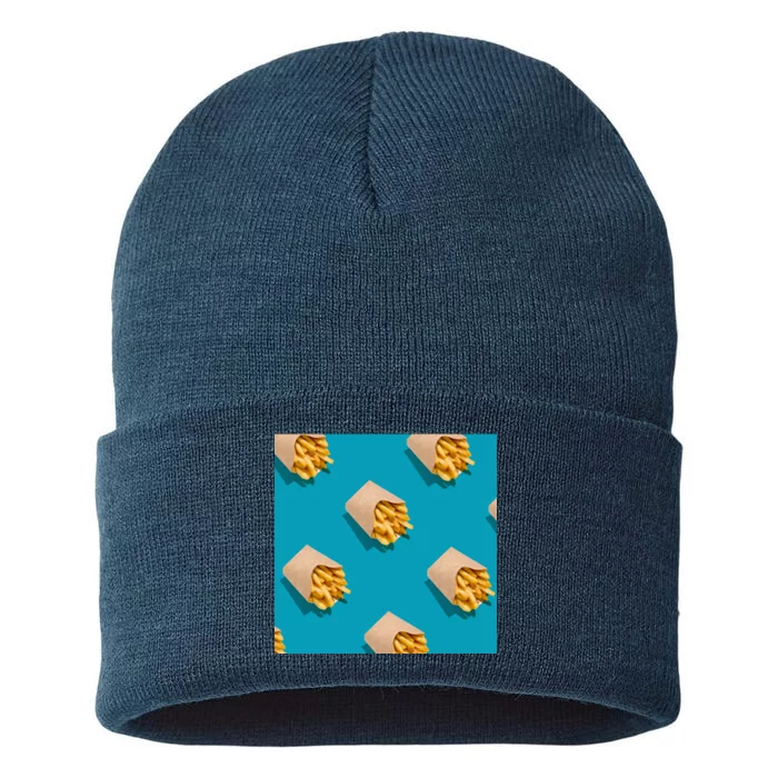 Cute Funny French Fry Fries Pastern Sustainable Knit Beanie