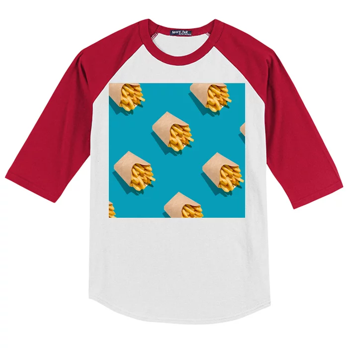 Cute Funny French Fry Fries Pastern Kids Colorblock Raglan Jersey