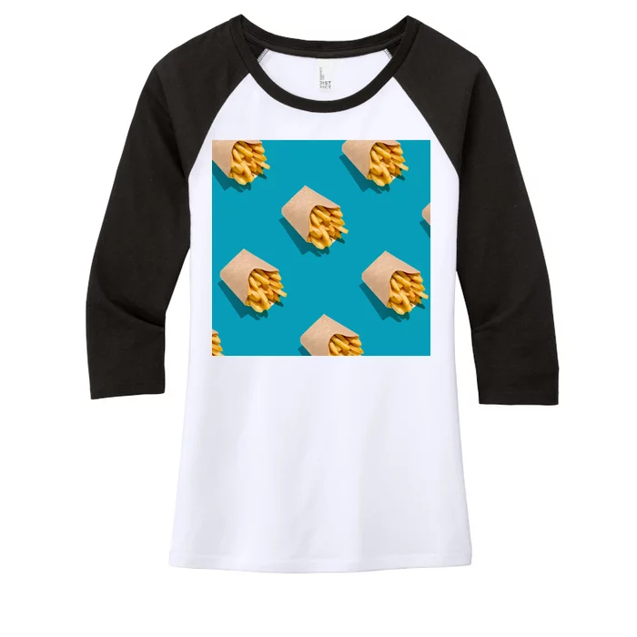 Cute Funny French Fry Fries Pastern Women's Tri-Blend 3/4-Sleeve Raglan Shirt