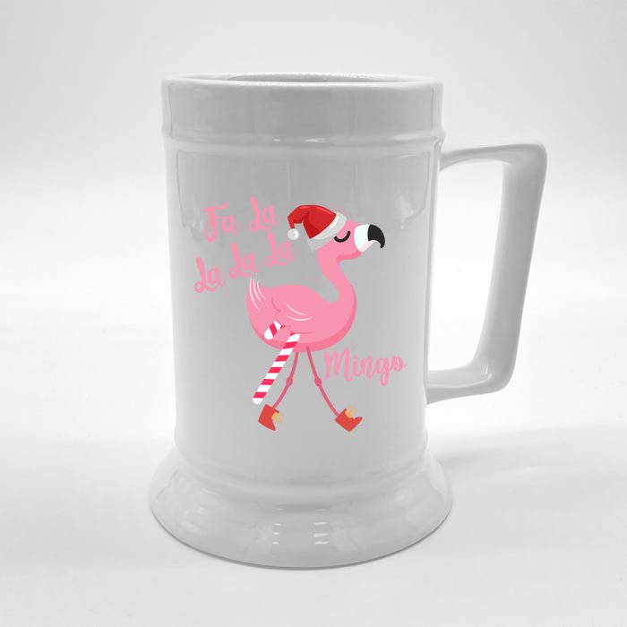 Christmas Flamingo Funny Fa La La La La Mingo Gift Front & Back Beer Stein