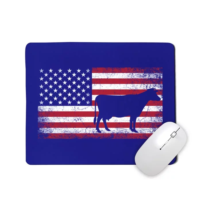 Cow Farm Farmer 4th Of July American Flag Patriotic Usa Gift Mousepad