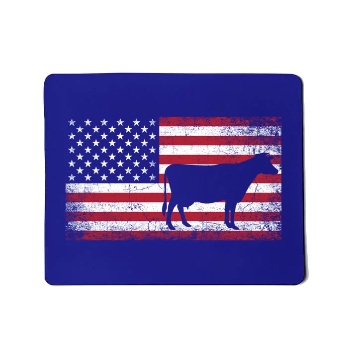 Cow Farm Farmer 4th Of July American Flag Patriotic Usa Gift Mousepad