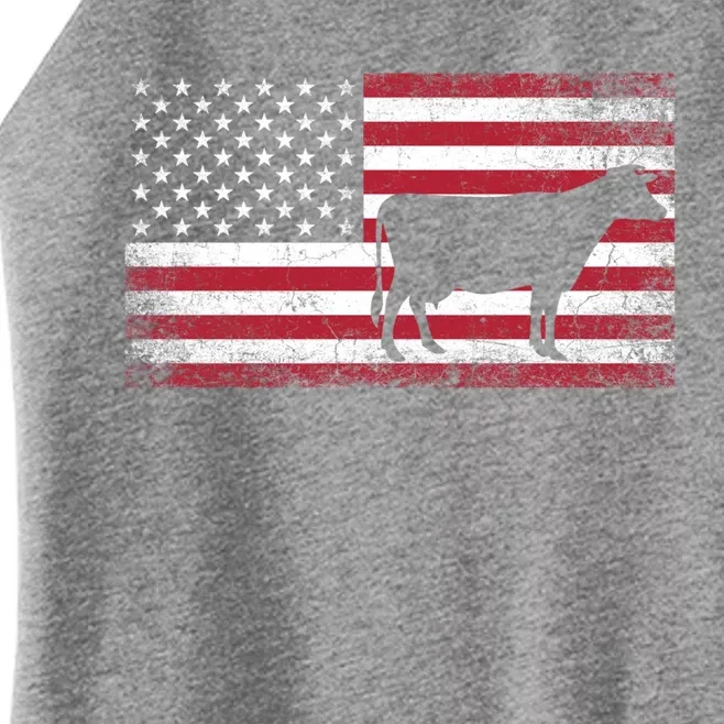 Cow Farm Farmer 4th Of July American Flag Patriotic Usa Gift Women’s Perfect Tri Rocker Tank