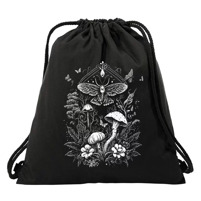 Cute Fairycore Floral Moth Aesthetic Women Graphic Drawstring Bag