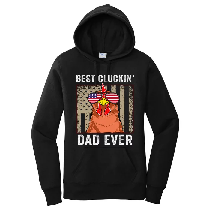 Chicken Funny Farm Best Cluckin' Dad Ever Chicken Women's Pullover Hoodie