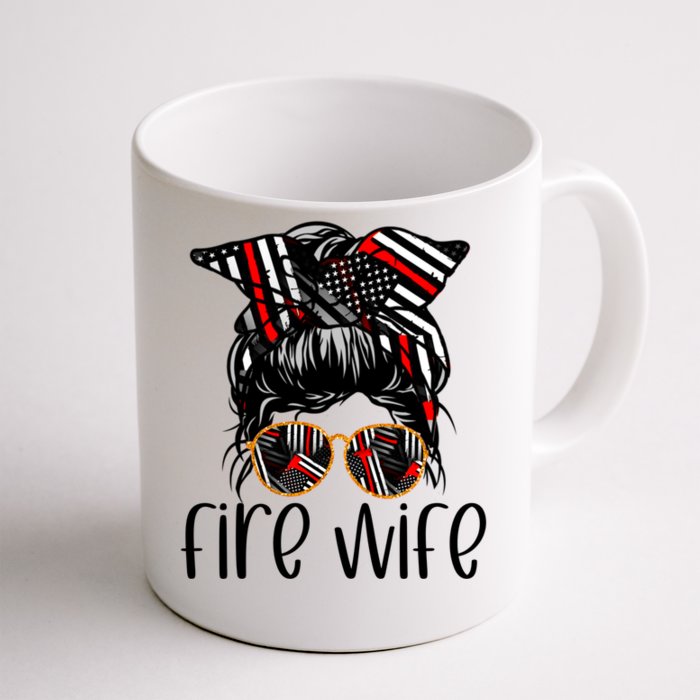 Cute Firefighter Fire Wife Glasses Bandana Flag Tee Funny Gift Front & Back Coffee Mug