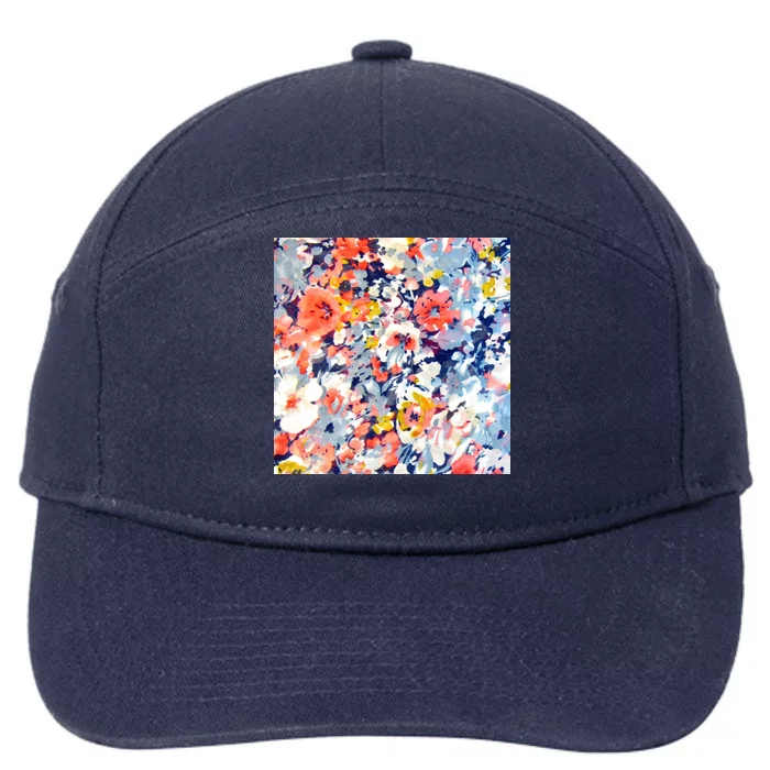 Colorful Flower Fabric Floral Pattern 7-Panel Snapback Hat