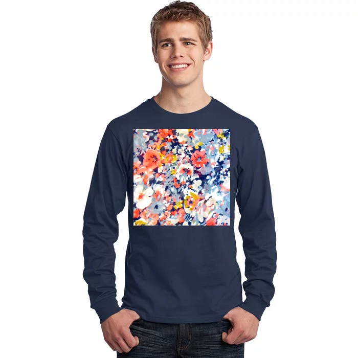 Colorful Flower Fabric Floral Pattern Tall Long Sleeve T-Shirt