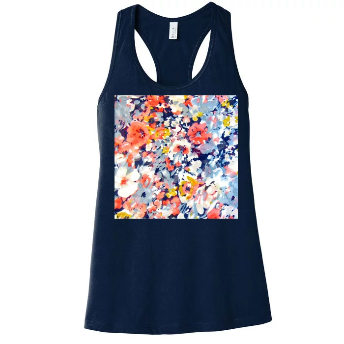 Colorful Flower Fabric Floral Pattern Women's Racerback Tank