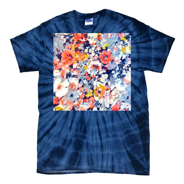 Colorful Flower Fabric Floral Pattern Tie-Dye T-Shirt