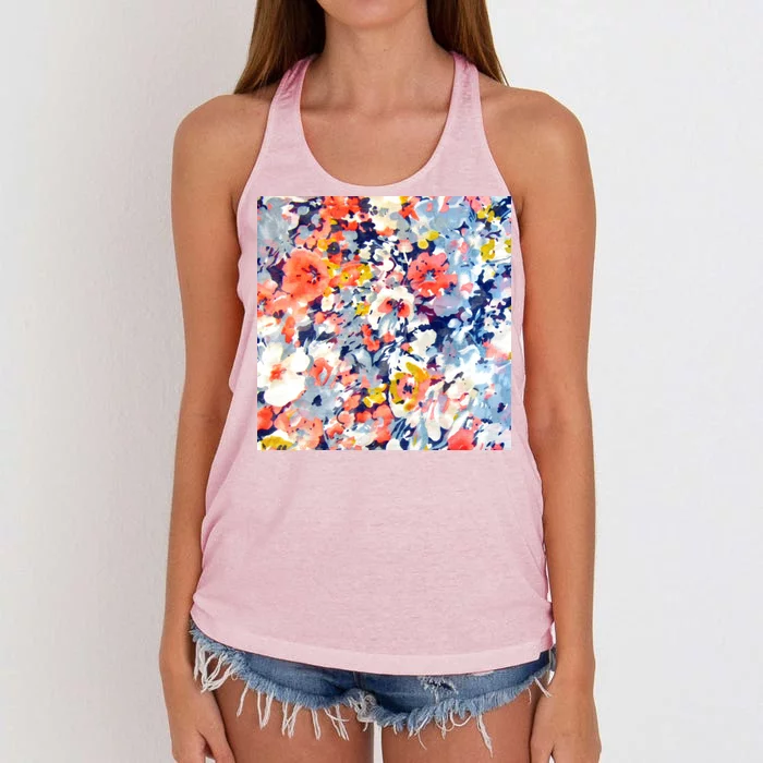 Colorful Flower Fabric Floral Pattern Women's Knotted Racerback Tank