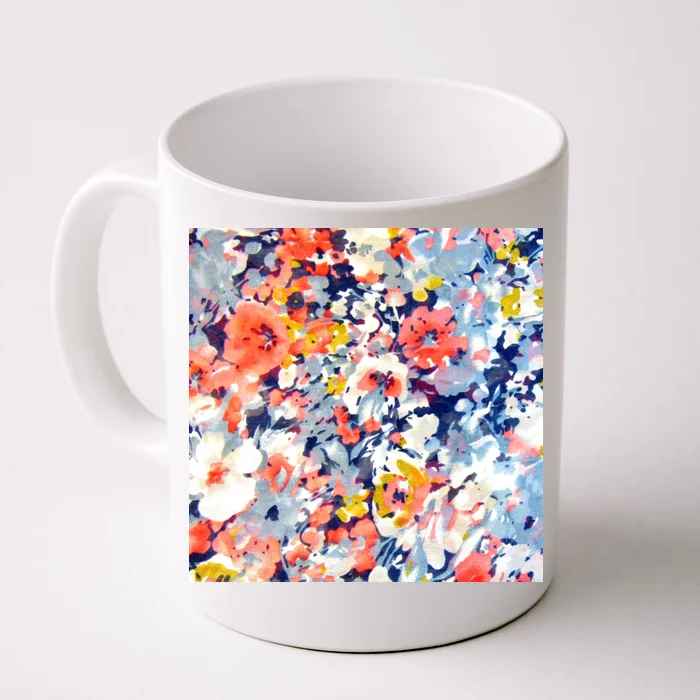 Colorful Flower Fabric Floral Pattern Front & Back Coffee Mug