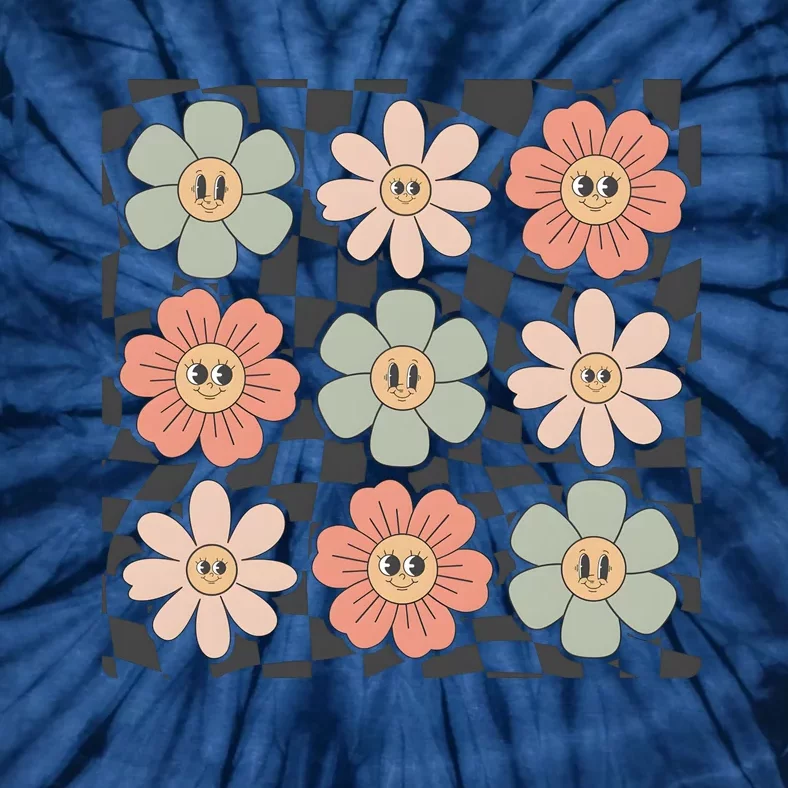 Checkered Flowers Face Happy Flower Gift Idea Cute Tie-Dye T-Shirt