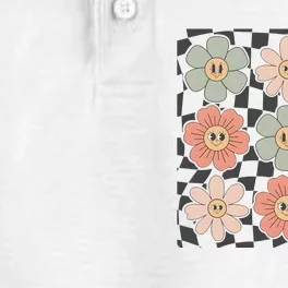 Checkered Flowers Face Happy Flower Gift Idea Cute Dry Zone Grid Performance Polo