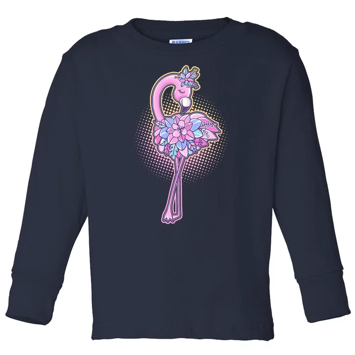 Cute Floral Flamingo Toddler Long Sleeve Shirt