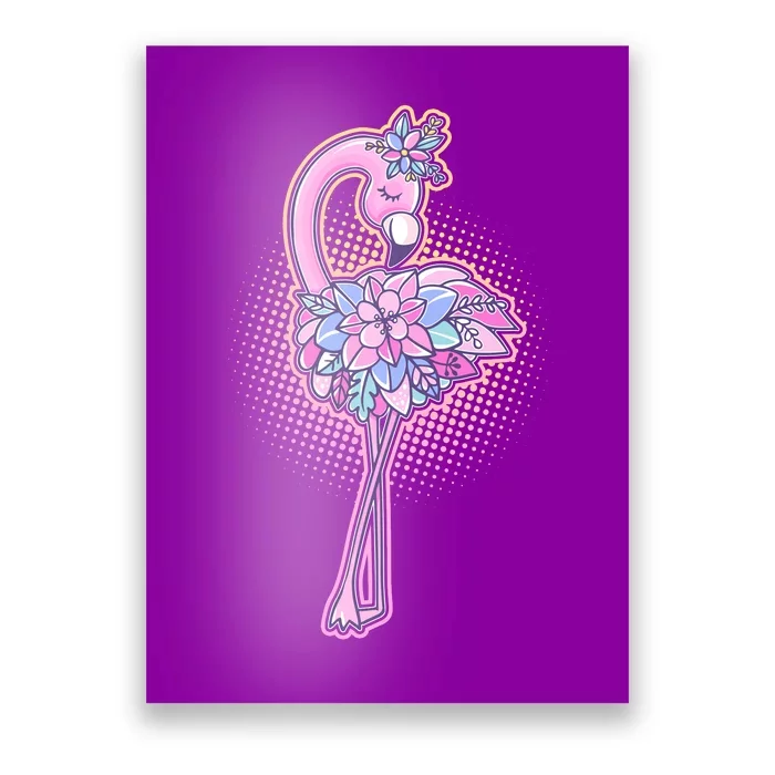 Cute Floral Flamingo Poster