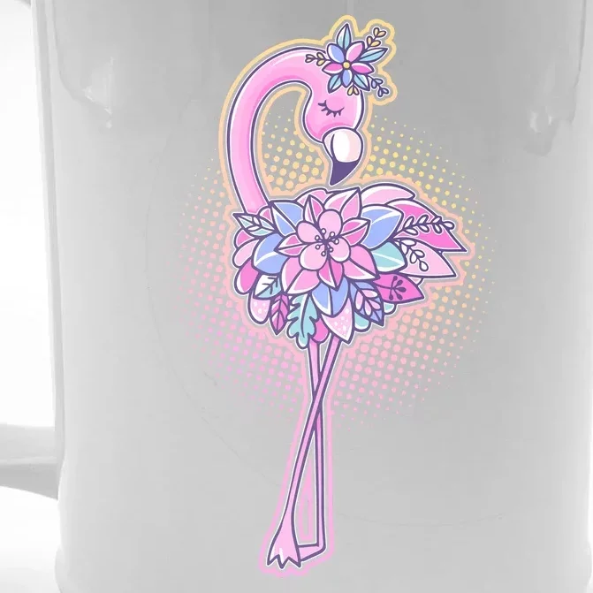 Cute Floral Flamingo Front & Back Beer Stein