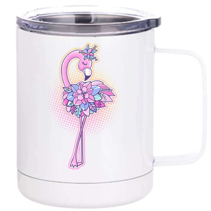 Cute Floral Flamingo Front & Back 12oz Stainless Steel Tumbler Cup