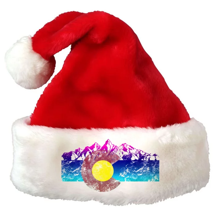 Colorado Flag Gift Colorful Rocky Mountains Version Cute Gift Premium Christmas Santa Hat