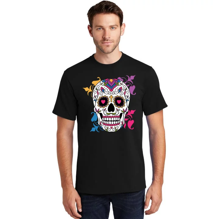 Candy Floral Graphic Skull Design Tall T-Shirt