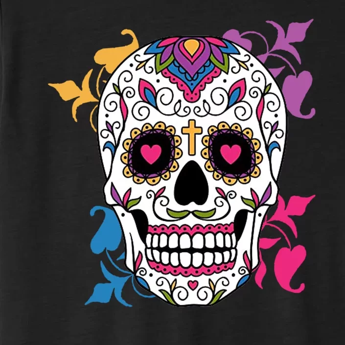 Candy Floral Graphic Skull Design ChromaSoft Performance T-Shirt