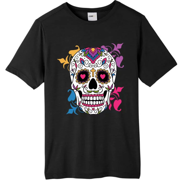 Candy Floral Graphic Skull Design ChromaSoft Performance T-Shirt