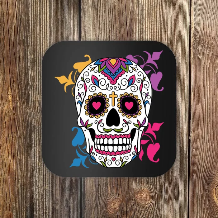 Candy Floral Graphic Skull Design Coaster