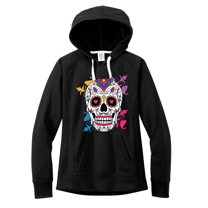 Candy Floral Graphic Skull Design Women's Fleece Hoodie